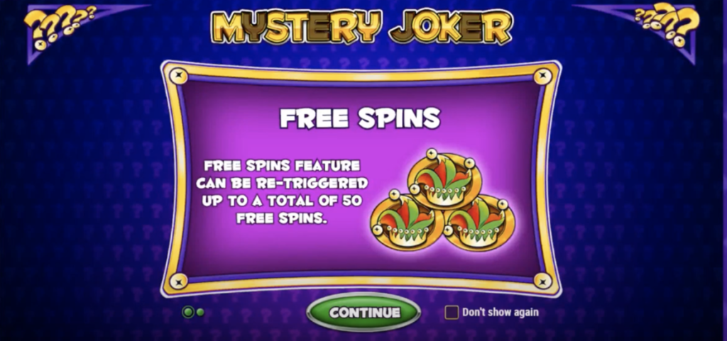 joker mystère free spins